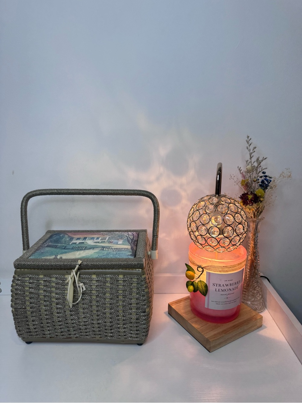 NWOT VINTAGE WICKER SEWING BASKET
